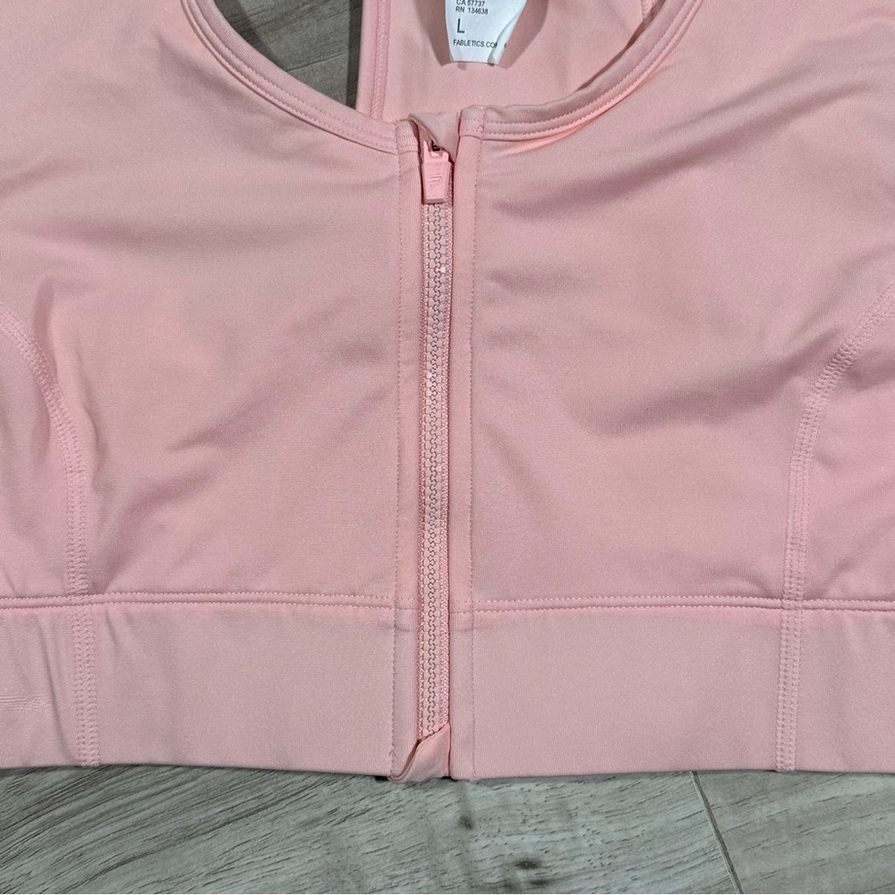 FABLETICS Light Capri Coral On-The-Go Zip Medium Impact Sports Bra L - Picture 5 of 11